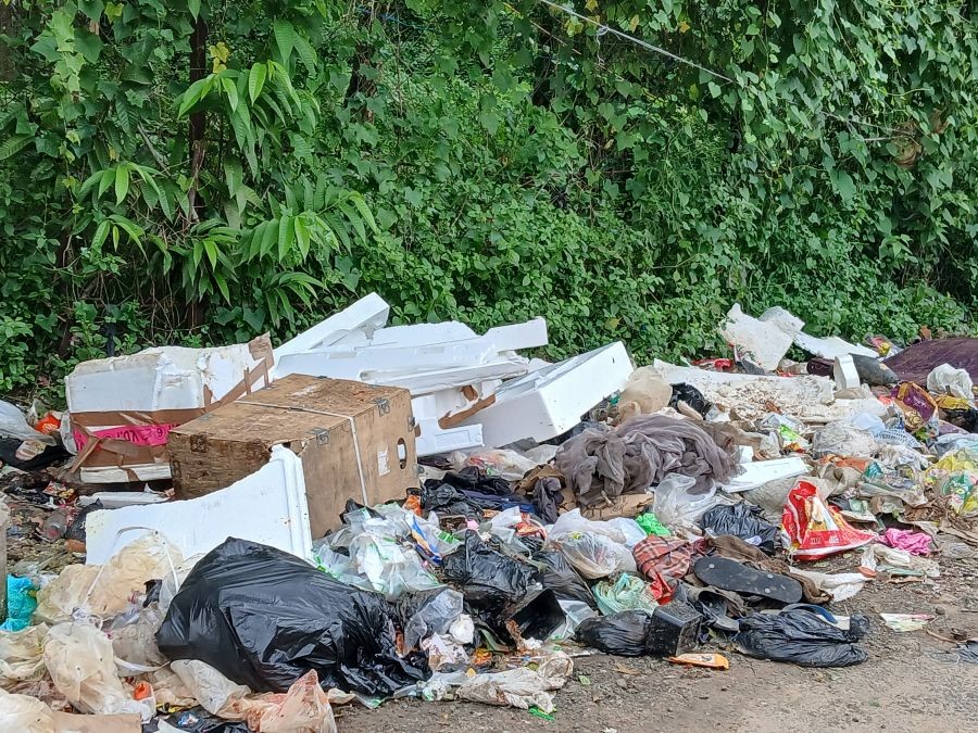 A pile of single-use plastic garbage near Faith Hospital in Dimapur. (Morung File Photo)